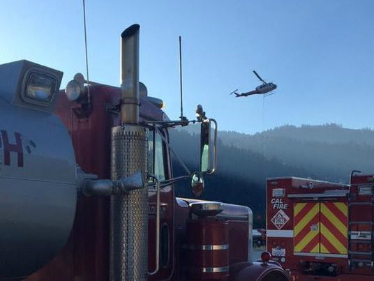 An image from the Tully Fire burning in Humboldt County on August 28, 2016.